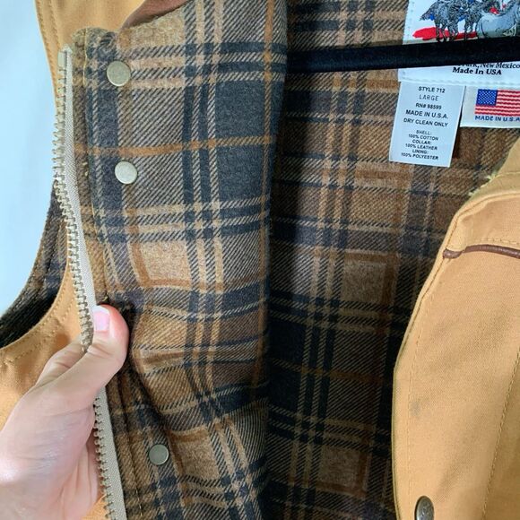 Schaefer Outfitter Vest Men's Large Brown Full Zip Snap Front Pockets Made USA - Picture 8 of 8